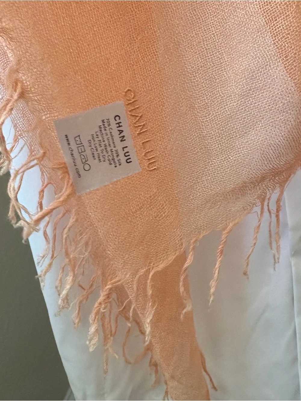 Auth Chan Luu Cashmere Silk Peach Scarf